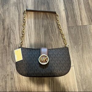 Michael Kors Brown Shoulder Bag with Gold Chain
